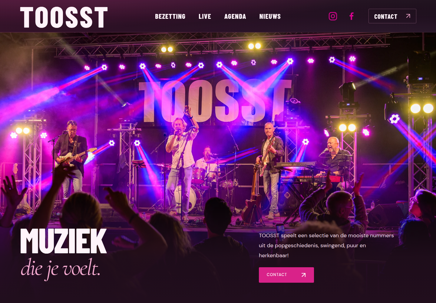De homepage van TOOSST op desktop